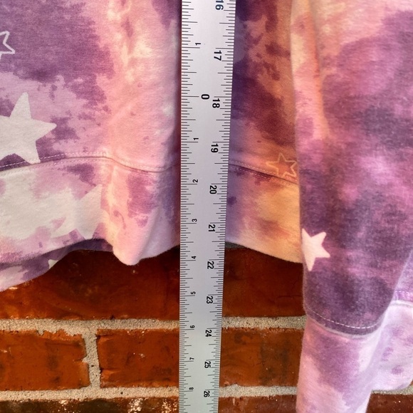 Wildfox Womens XL Purple Tie Dye Star Printed Cropped Crop Sweatshirt - Picture 7 of 8